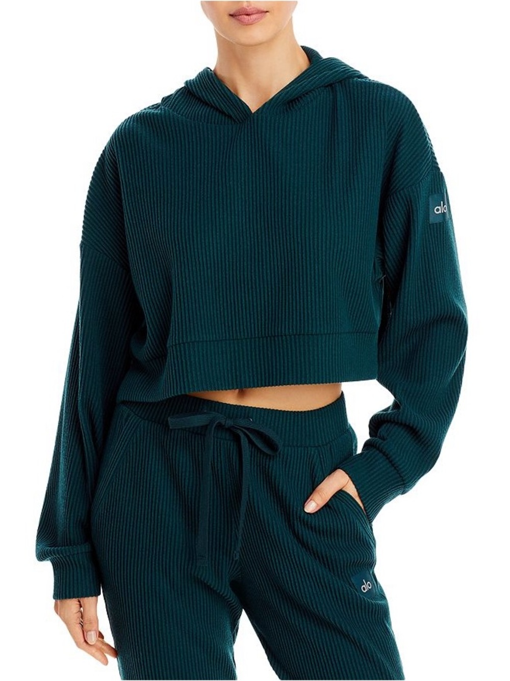 Alo Yoga Muse Rib-Knit Hooded Sweatshirt Small